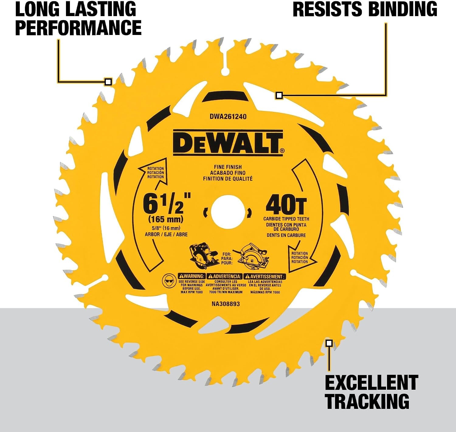 image:imageDEWALT 612 in 40T Circular Saw Blade DWA261240