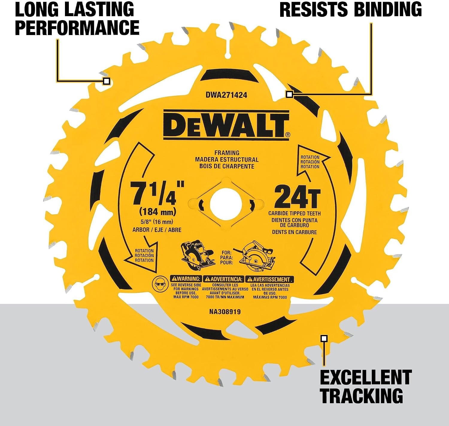 image:imageDEWALT 714 in 24T Circular Saw Blade 2Pack DWA271424PK2