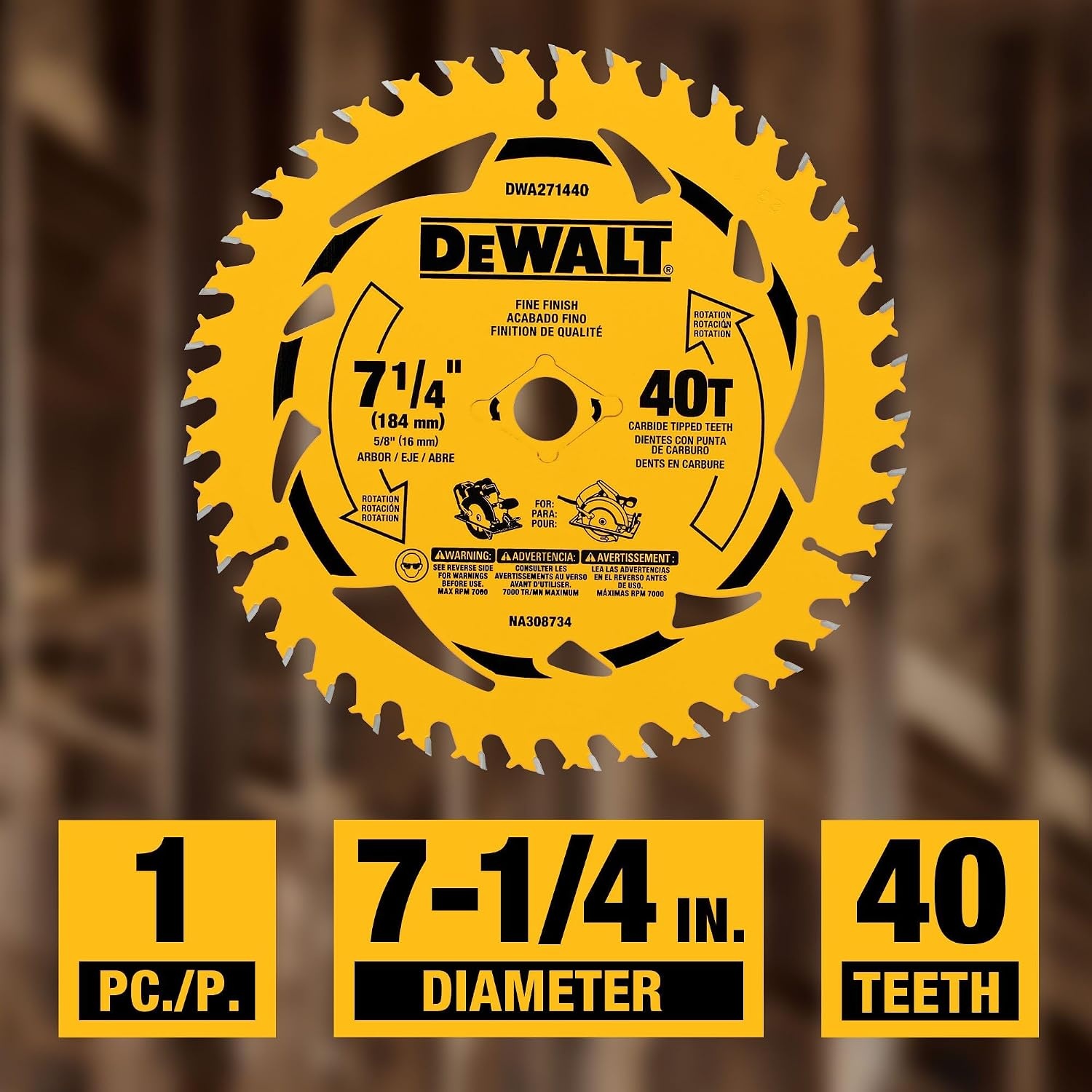 image:imageDEWALT 714 in 40T Circular Saw Blade DWA271440