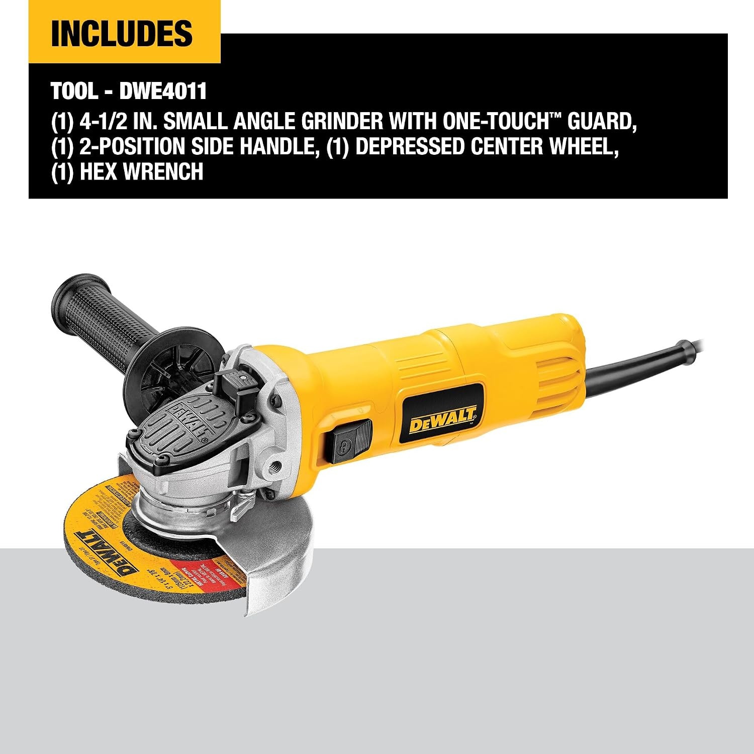 image:imageDEWALT Angle Grinder OneTouch Guard 412 Inch DWE4011Angle Grinder Only