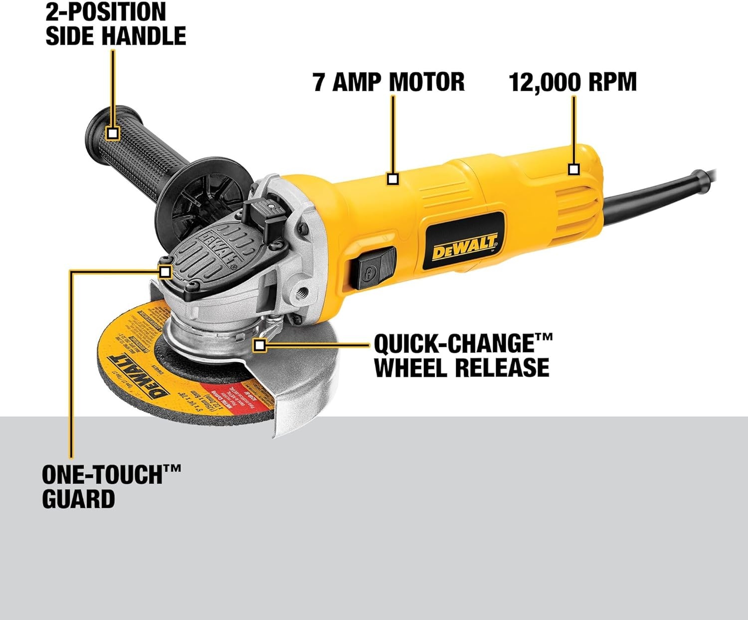 image:imageDEWALT Angle Grinder OneTouch Guard 412 Inch DWE4011Angle Grinder Only