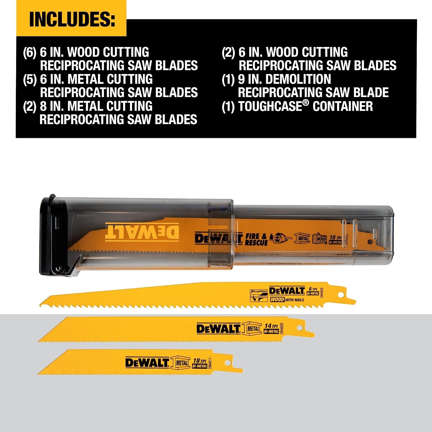 image:imageDEWALT BiMetal Reciprocating Saw Blade Multi TPI 16 Pack DW4899C