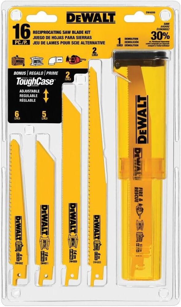 image:imageDEWALT BiMetal Reciprocating Saw Blade Multi TPI 16 Pack DW4899C
