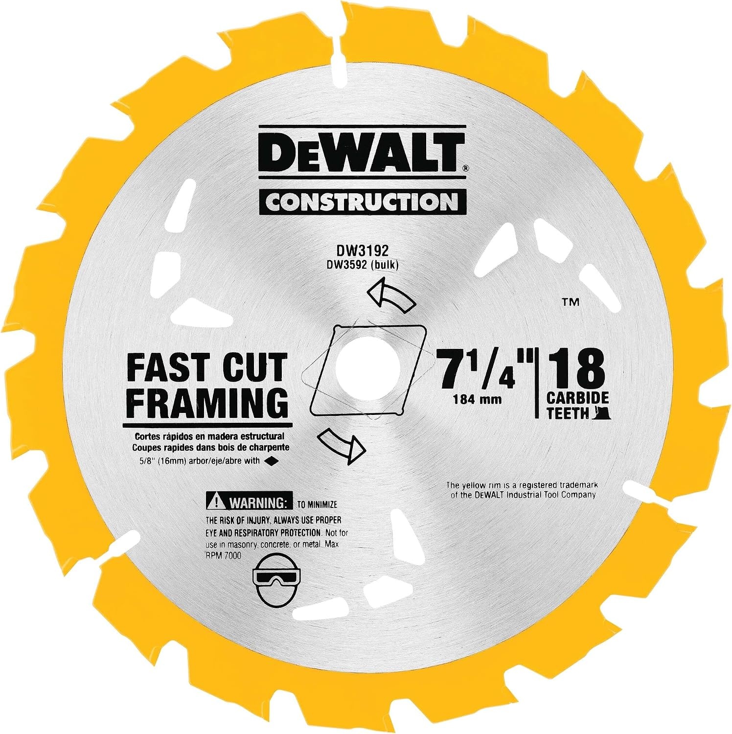 image:imageDEWALT Circular Saw Blade 7 14 Inch 24 Tooth Wood Cutting DWA171424One Size