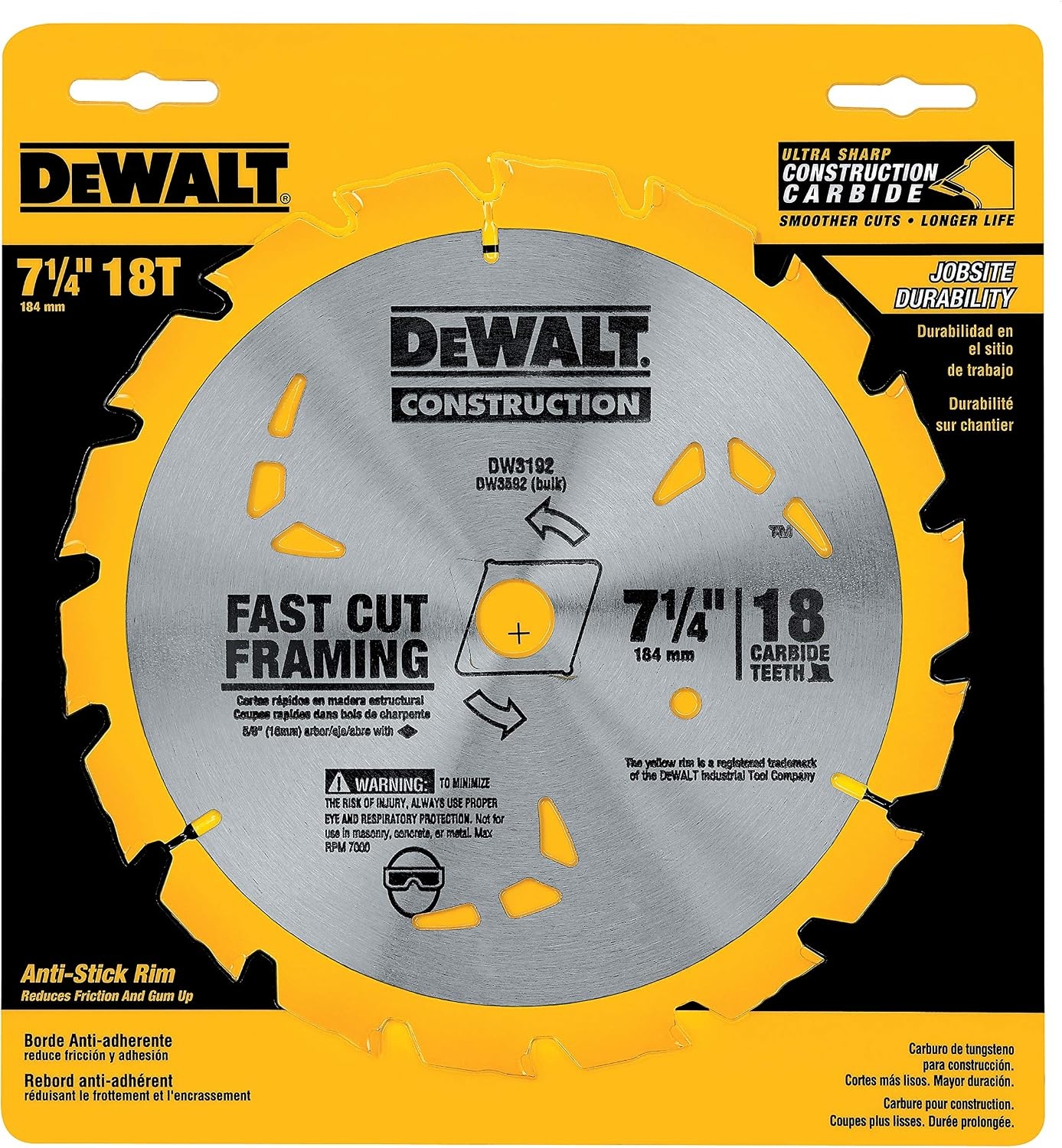 image:imageDEWALT Circular Saw Blade 7 14 Inch 24 Tooth Wood Cutting DWA171424One Size