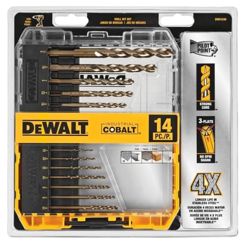 image:imageDEWALT Cobalt Alloy Steel Drill Bit Set with Pilot Point 14Piece DWA1240One Size