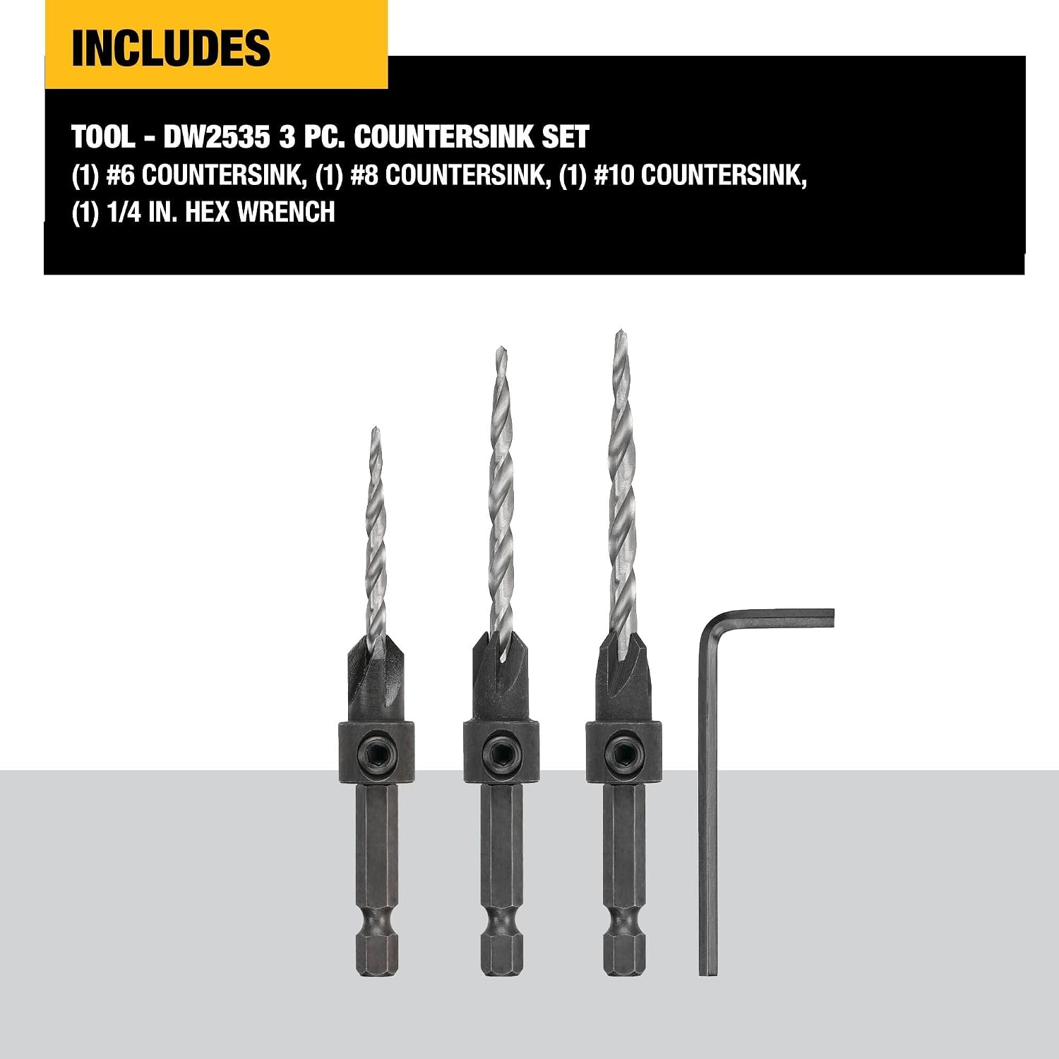 image:imageDEWALT Countersink Drill Bit Set 6 8 10 3Piece DW2535