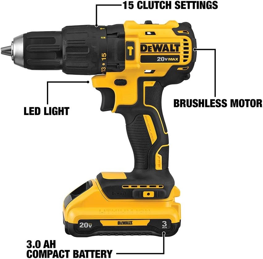 image:imageDEWALT DCD778L1 20V Max Cordless Compact Hammer DrillDriver