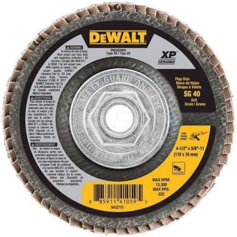 image:imageDEWALT DWA8280H 40G T29 XP Ceramic Flap Disc 412 x 5840G 58Inch Hub