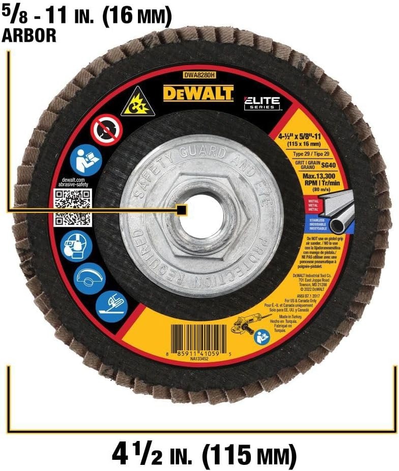 image:imageDEWALT DWA8280H 40G T29 XP Ceramic Flap Disc 412 x 5840G 58Inch Hub