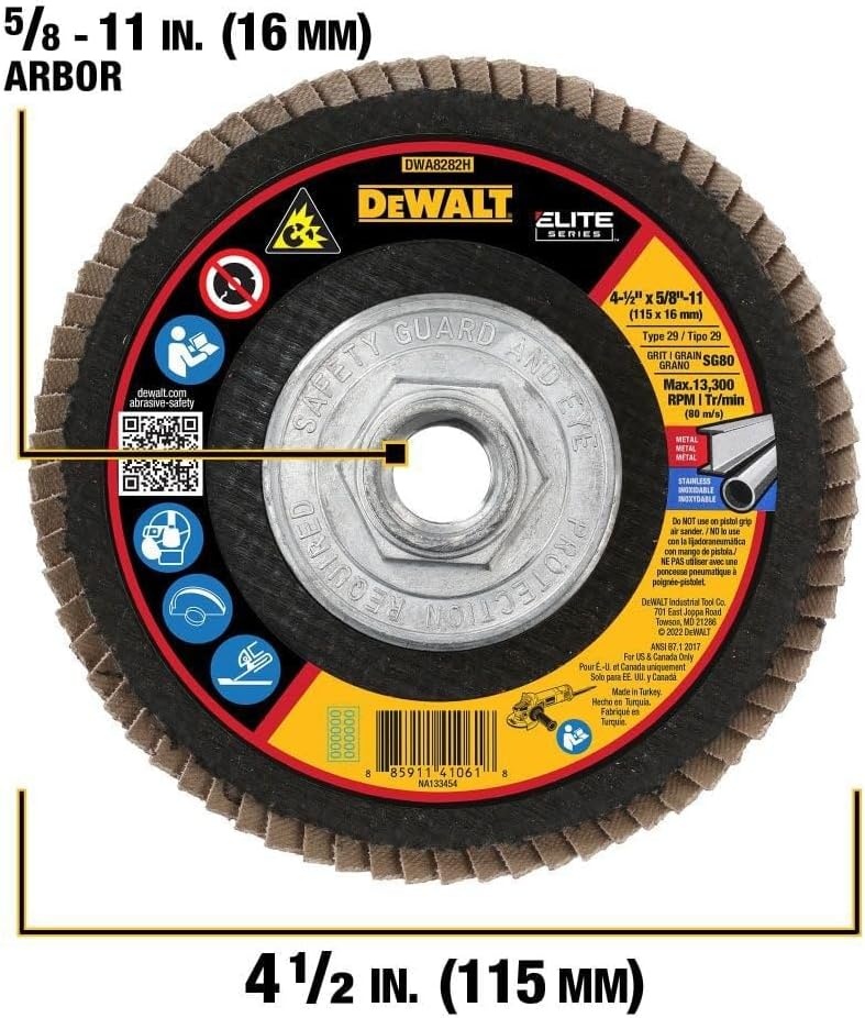 image:imageDEWALT DWA8280H 40G T29 XP Ceramic Flap Disc 412 x 5880G 58Inch Hub