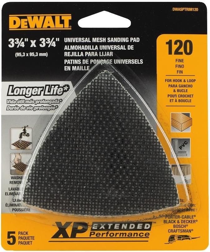 image:imageDEWALT DWASPTRIM120 120 Grit Mesh Oscillating Triangle 5 Piece1 Count Pack of 2