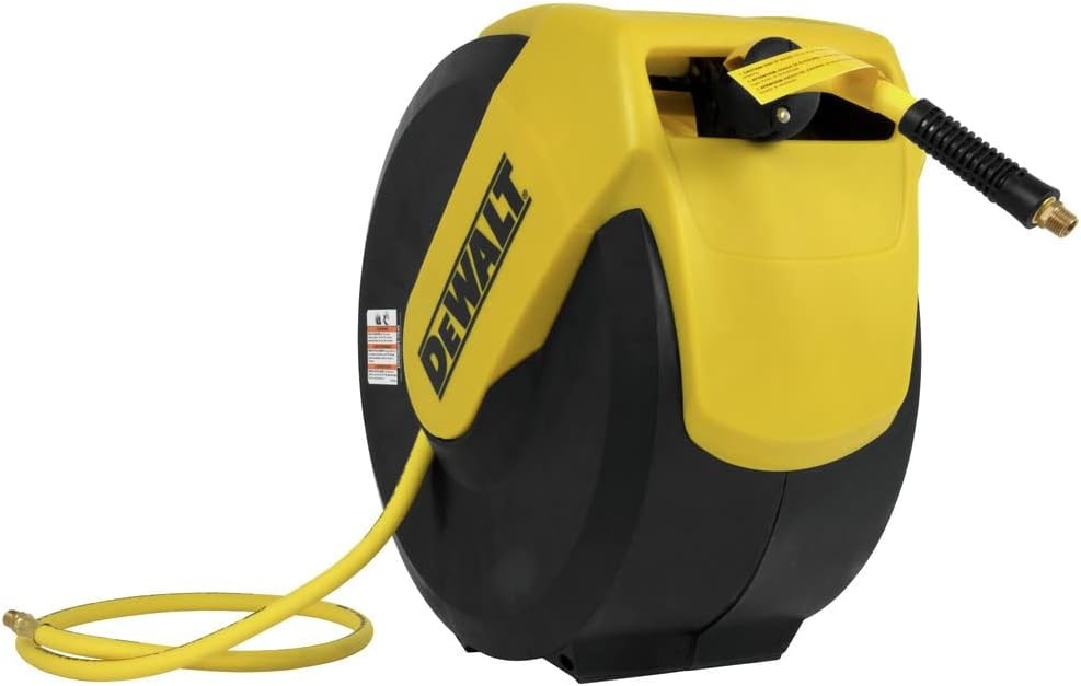 image:imageDEWALT DXCM0240345 Hose Reel Automatic Retraction Enclosed Air Hose Reel Yellow