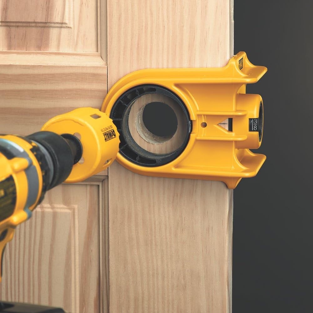 image:imageDEWALT Door Lock Installation Kit C Clamp Design Hole Saw Kit For Metal or Wood Doors 2 Adjustable Bushings Easy Installation Height Alignment D180004