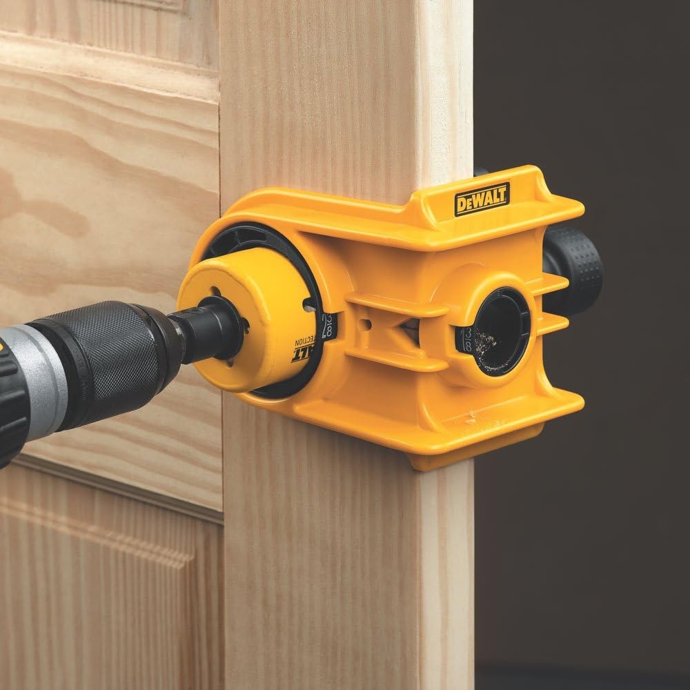 image:imageDEWALT Door Lock Installation Kit C Clamp Design Hole Saw Kit For Metal or Wood Doors 2 Adjustable Bushings Easy Installation Height Alignment D180004