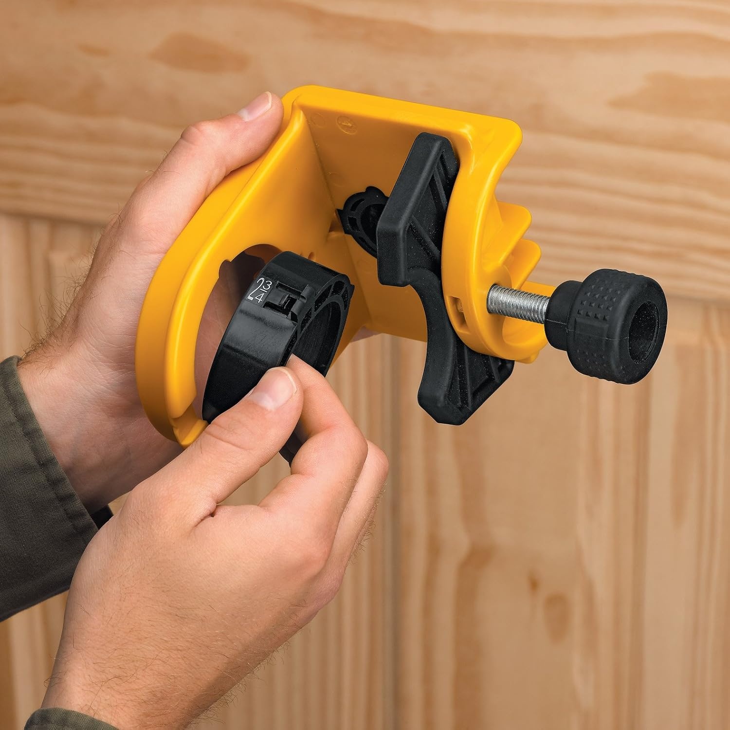image:imageDEWALT Door Lock Installation Kit C Clamp Design Hole Saw Kit For Metal or Wood Doors 2 Adjustable Bushings Easy Installation Height Alignment D180004