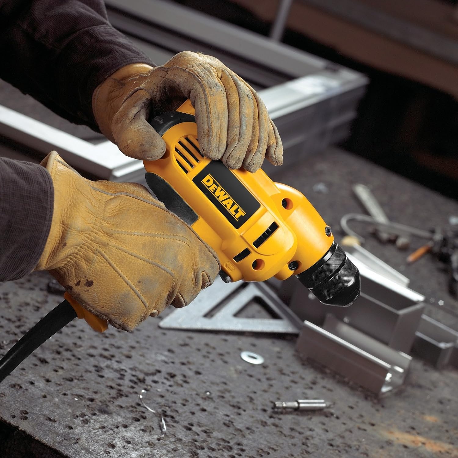 image:imageDEWALT Drill 80Amp 38Inch Variable Speed Trigger MidHandle Grip for Comfort Corded DWD115K Corded Drill