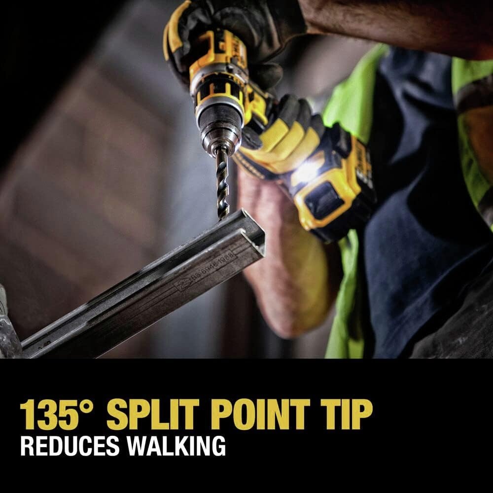 image:imageDEWALT Drill Bit Set 21 Pc High Speed Steel DEWALT Bits Black and Gold Oxide Coated 135 Degree Split Point 31 Degree Helix DWA1181One Size
