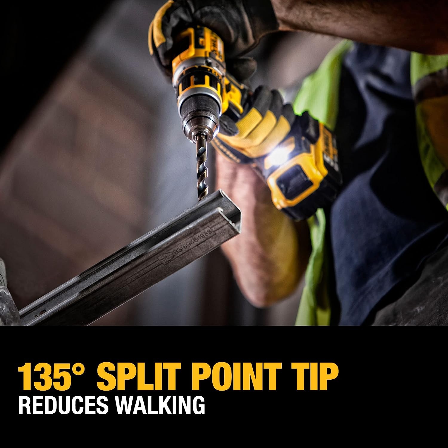 image:imageDEWALT Drill Bit Set 21 Pc High Speed Steel DEWALT Bits Black and Gold Oxide Coated 135 Degree Split Point 31 Degree Helix DWA1181One Size Pack of 5