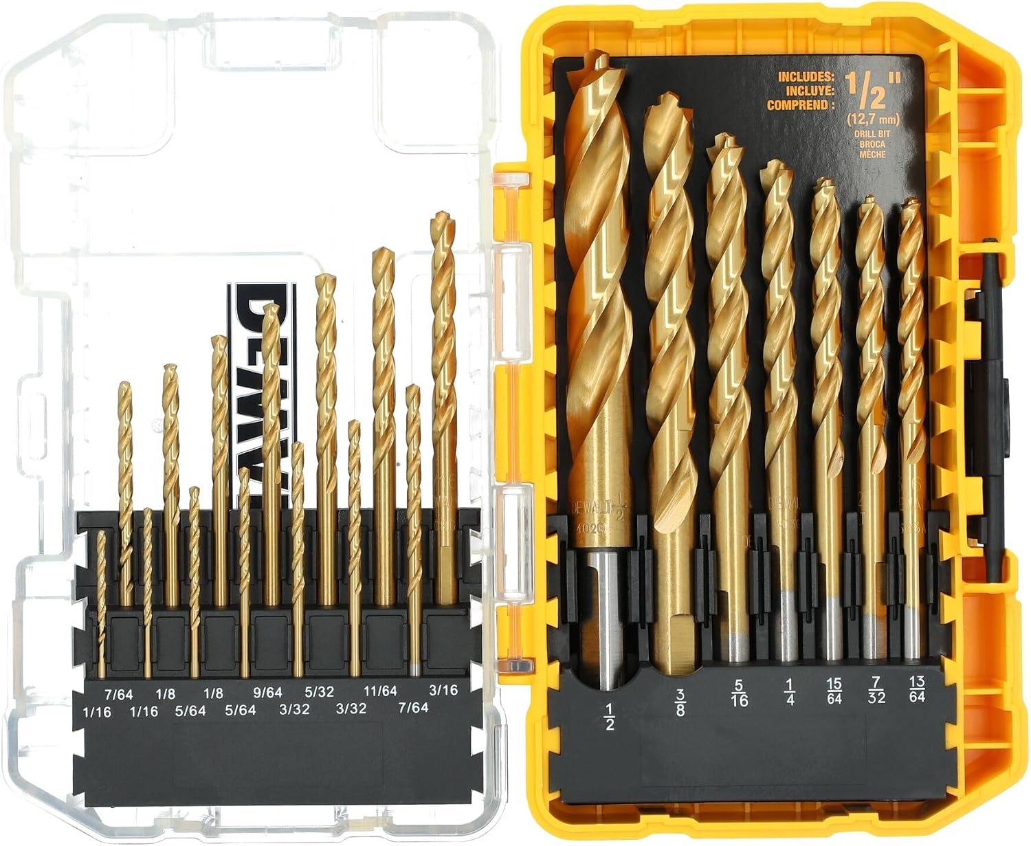 image:imageDEWALT Drill Bit Set 21 Pc Titanium Nitride Coated Pilot Point DEWALT Bit Set with Case for Wood Metal and Plastic DW1361One Size Pack of 5