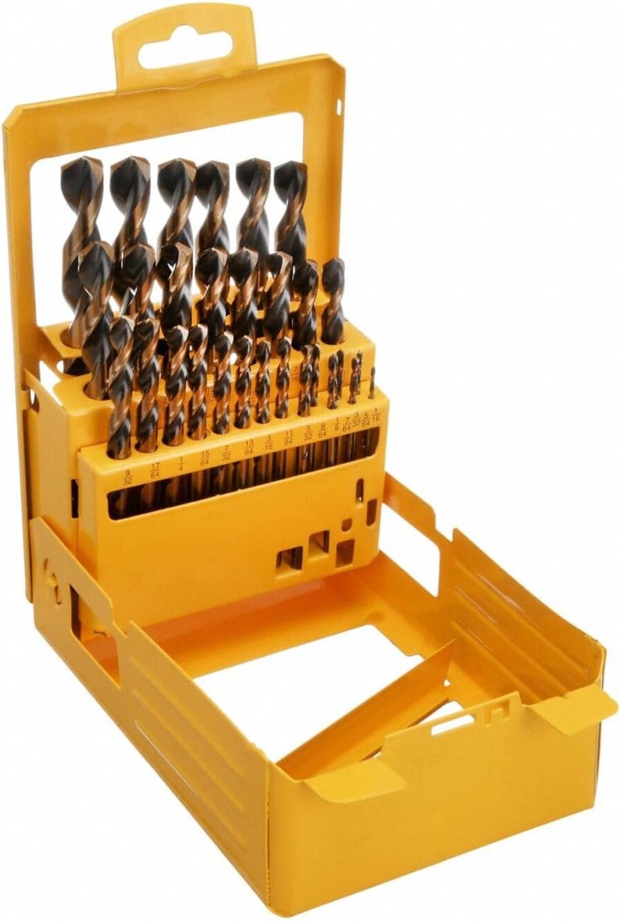 image:imageDEWALT Drill Bit Set 29 Pc Black and Gold High Speed Steel Split Point Black Oxide Coating Optimized Helix Stronger Core Bit Set for Drill DWA1189