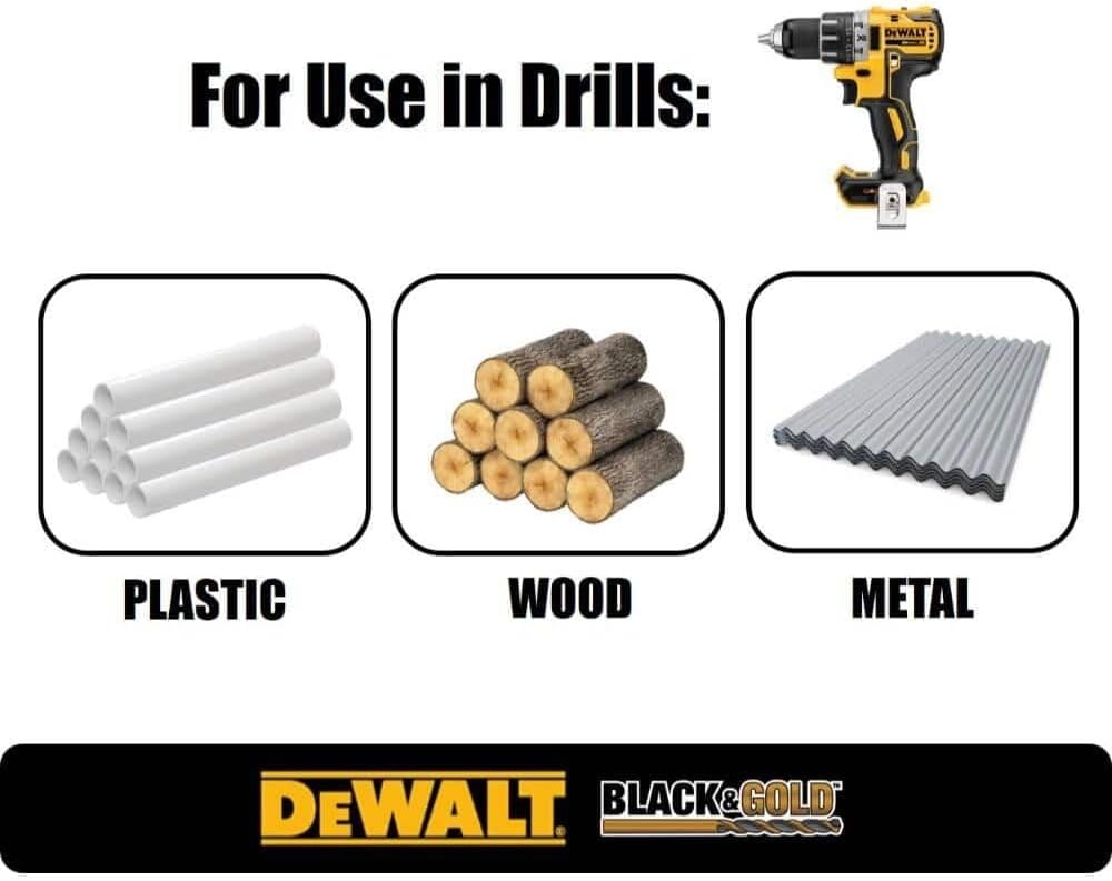 image:imageDEWALT Drill Bit Set 29 Pc Black and Gold High Speed Steel Split Point Black Oxide Coating Optimized Helix Stronger Core Bit Set for Drill DWA1189