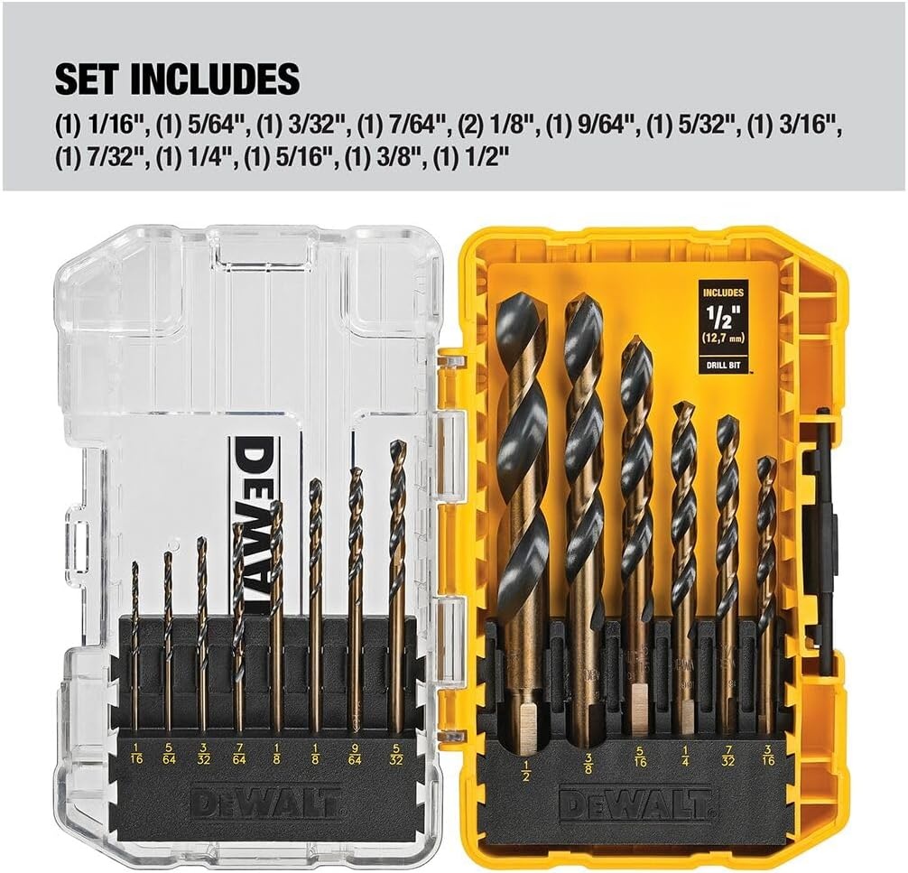 image:imageDEWALT Drill Bit Set 3Flats Shank14Piece 135 Degree Split Point for Plastic Wood and Metal DWA118414 piece set Pack of 5