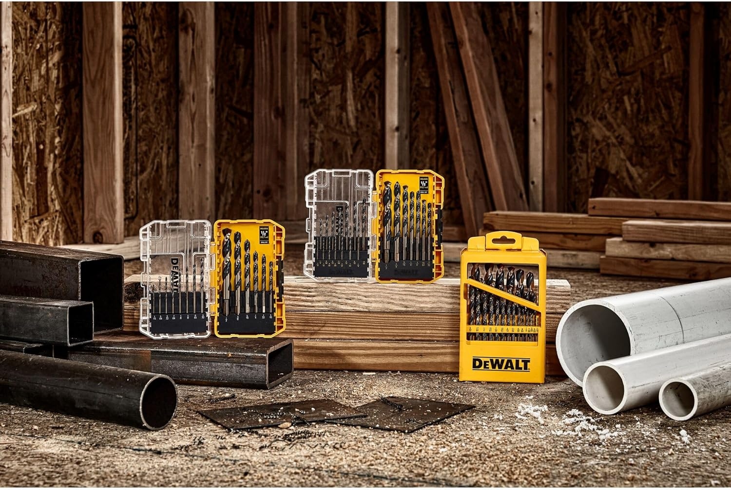 image:imageDEWALT Drill Bit Set 3Flats Shank14Piece 135 Degree Split Point for Plastic Wood and Metal DWA118414 piece set Pack of 5