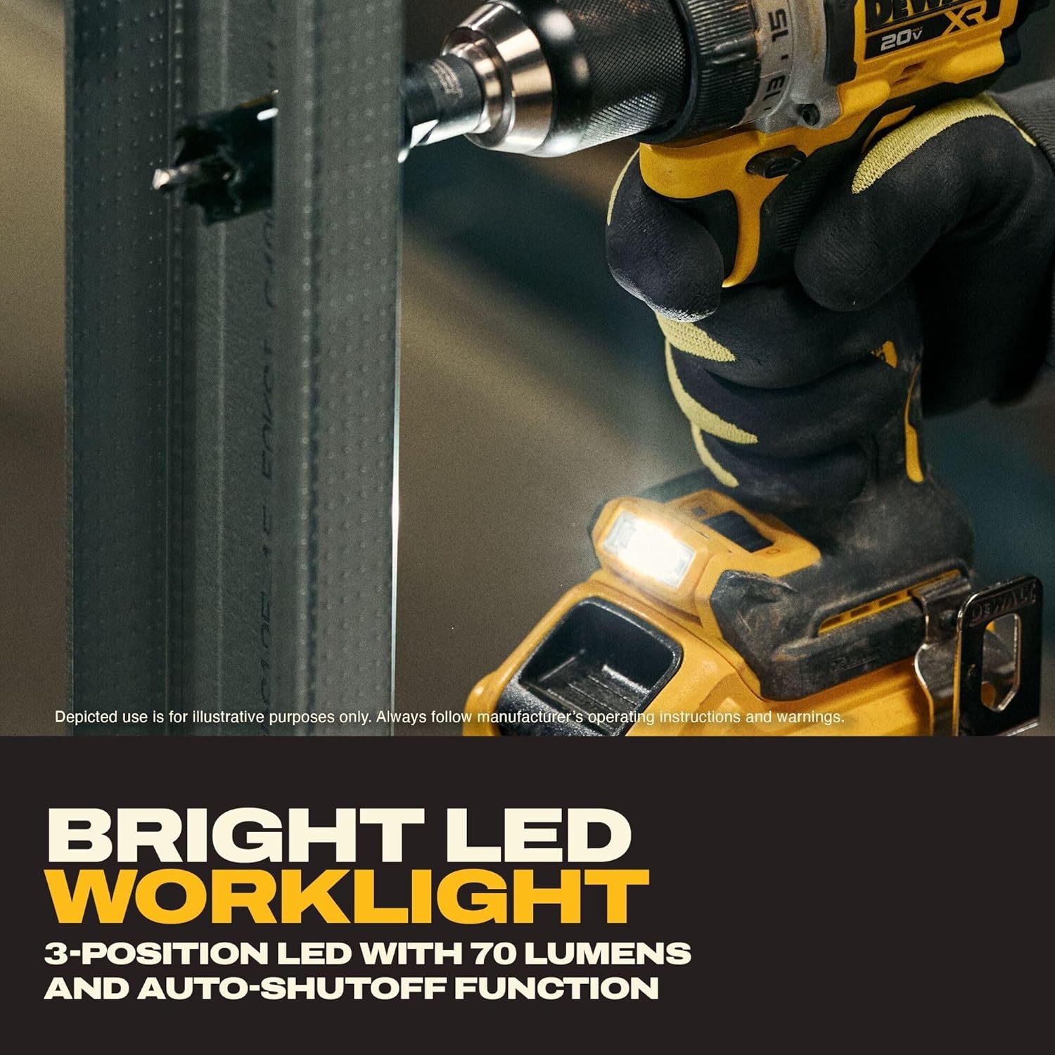 image:imageDEWALT Drill Set 20V MAX XR 12 in Brushless Cordless Drill Driver Kit With 5AH POWERSTACK Battery and Charger LED Light Dual Speed DCD801H1