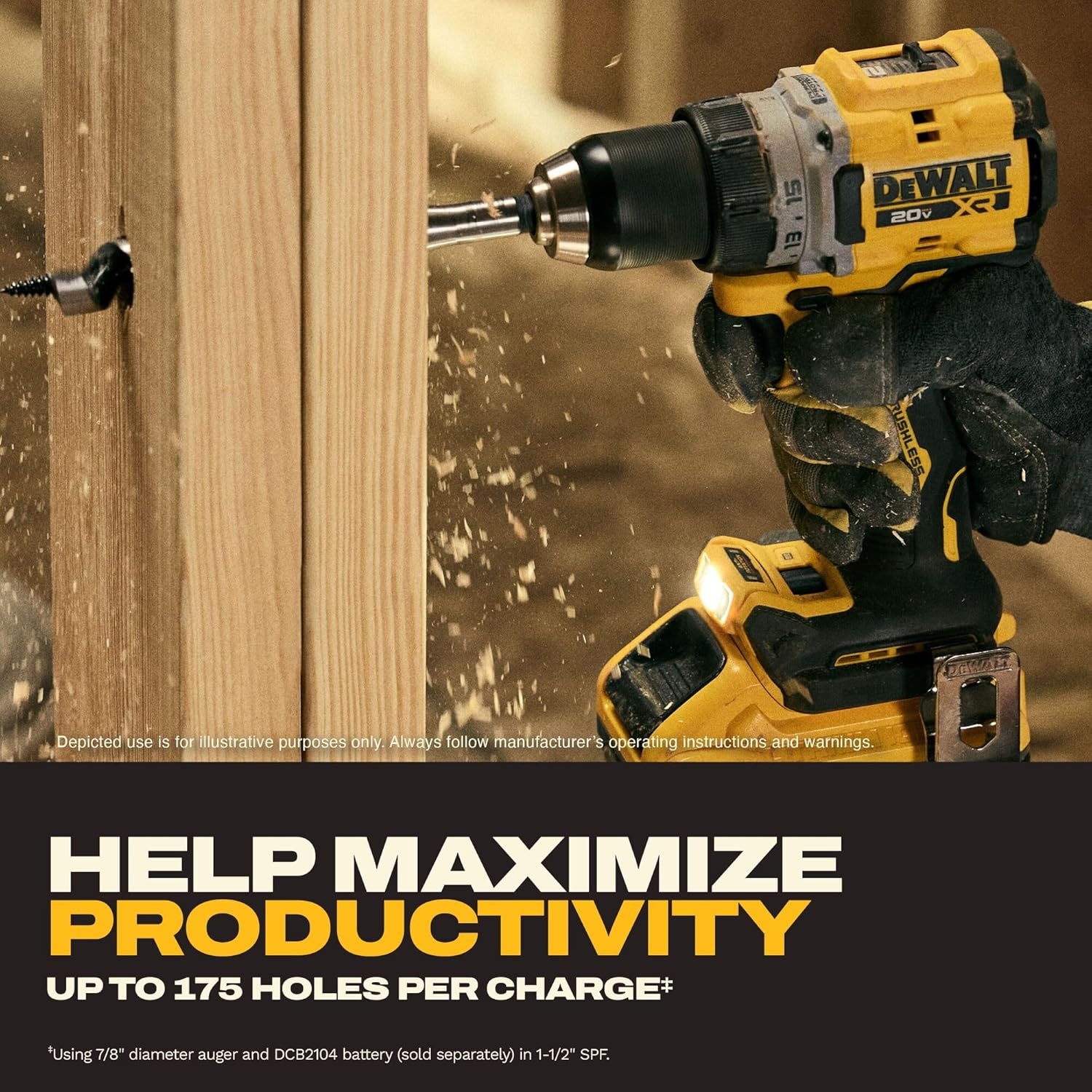 image:imageDEWALT Drill Set 20V MAX XR 12 in Brushless Cordless Drill Driver Kit With 5AH POWERSTACK Battery and Charger LED Light Dual Speed DCD801H1