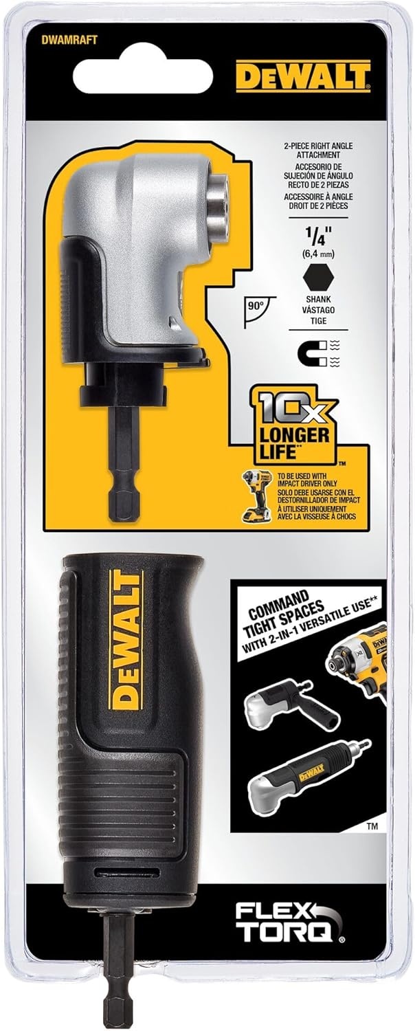 image:imageDEWALT FLEXTORQ Right Angle Drill Adapter 2in1 Attachment for Impact Driver DWAMRAFTOne Size Pack of 5
