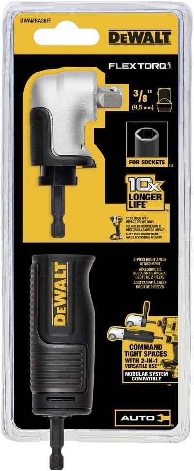 image:imageDEWALT FLEXTORQ Right Angle Drive Attachment 38 Inch DWAMRA38FTOne Size