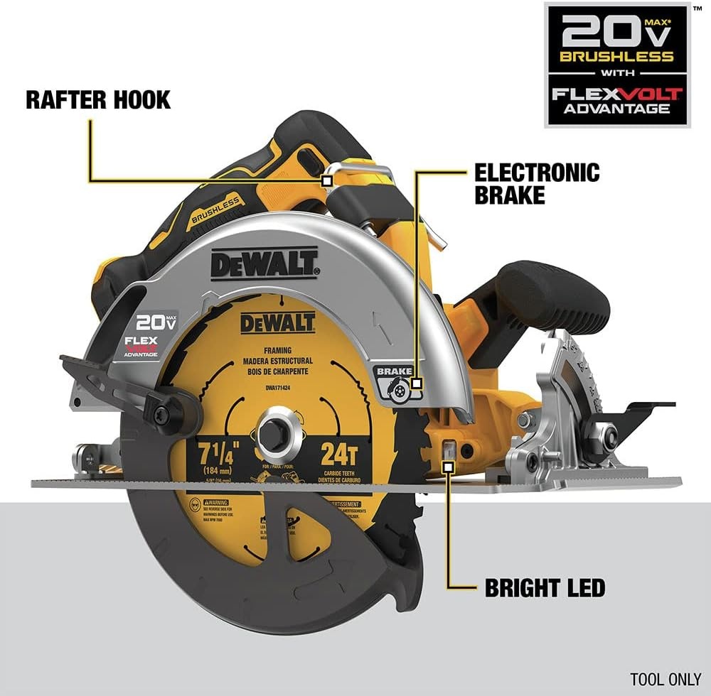 image:imageDEWALT FLEXVOLT ADVANTAGE 20V MAX Circular Saw 714Inch Cordless Tool Only DCS573B