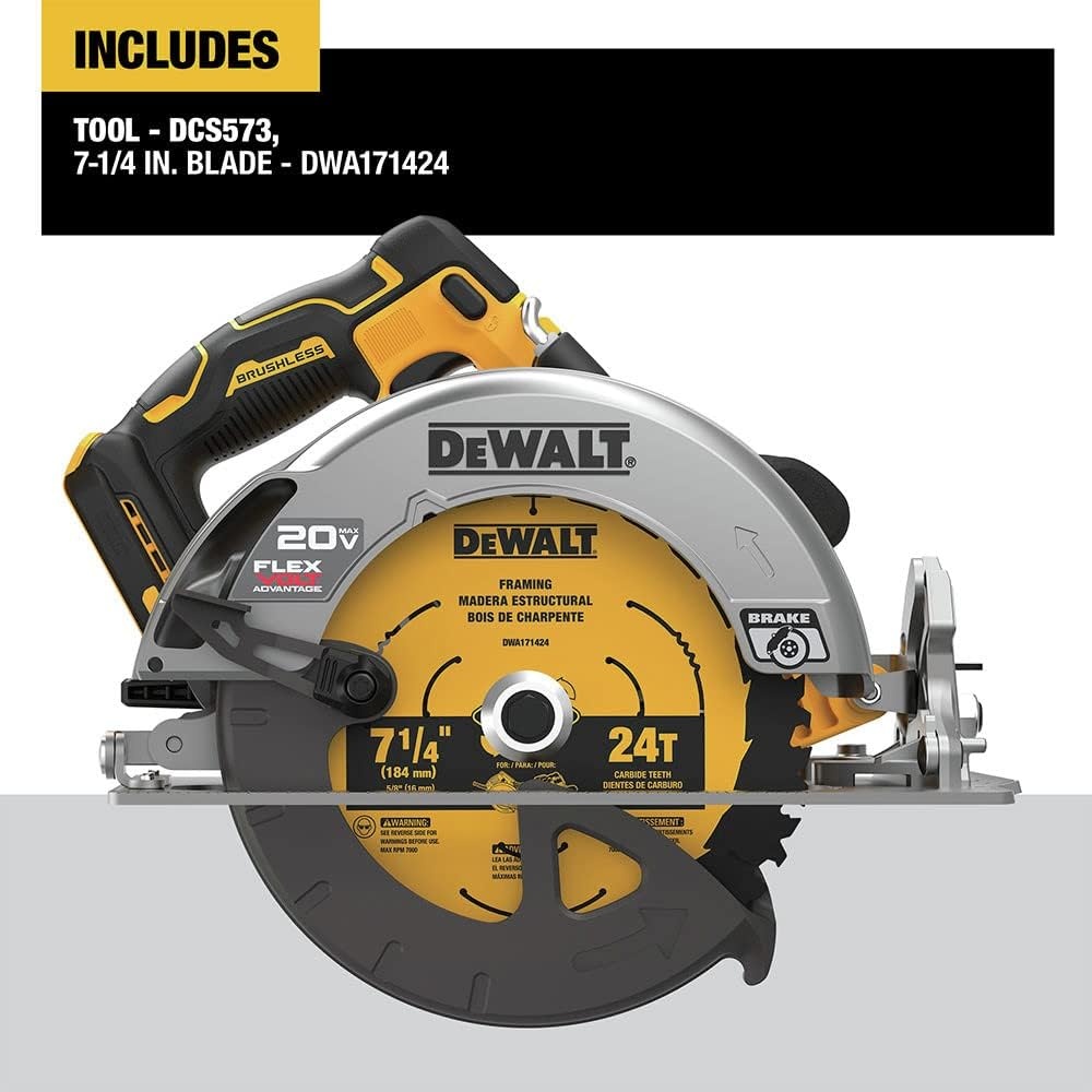 image:imageDEWALT FLEXVOLT ADVANTAGE 20V MAX Circular Saw 714Inch Cordless Tool Only DCS573B