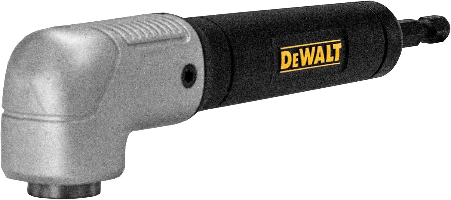image:imageDEWALT Impact Ready 15 in Right Angle Drill Attachment Magnetic Compact Ergonomic 90 Degree Drill Adapter DWARA120 Compact 15 in Footprint MetalGear Case ImpactRated Fits 14 in InternalHex Drivers Magnetic Fastener Retention1 Count Pack of 1