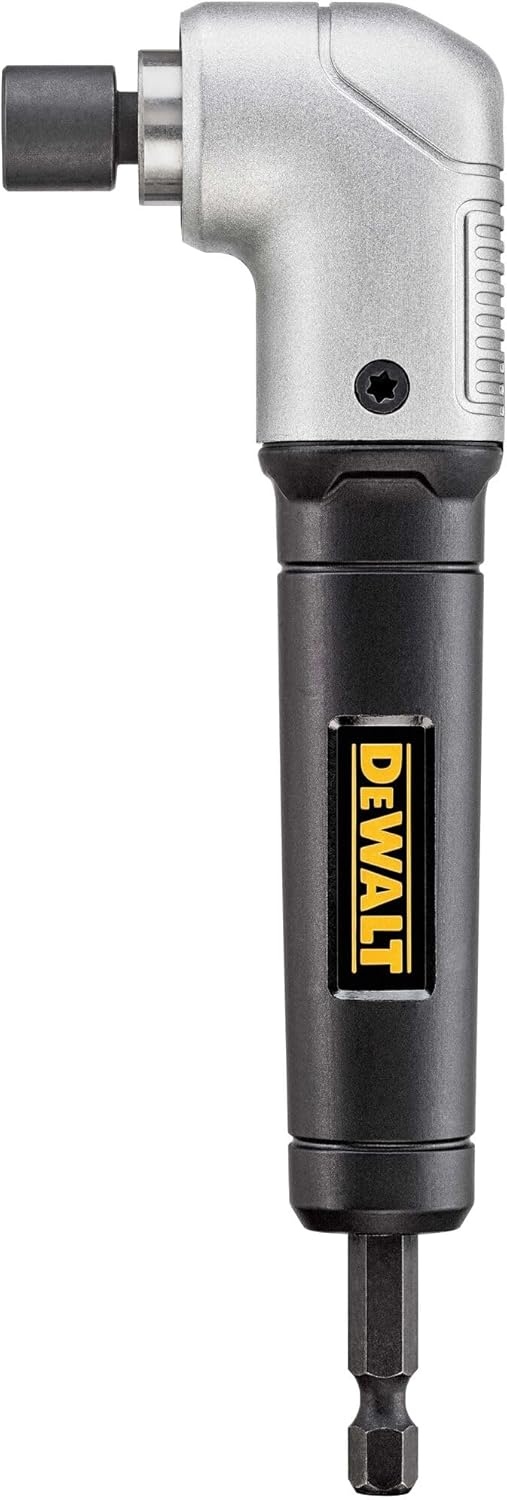 image:imageDEWALT Impact Ready 15 in Right Angle Drill Attachment Magnetic Compact Ergonomic 90 Degree Drill Adapter DWARA120 Compact 15 in Footprint MetalGear Case ImpactRated Fits 14 in InternalHex Drivers Magnetic Fastener Retention1 Count Pack of 1