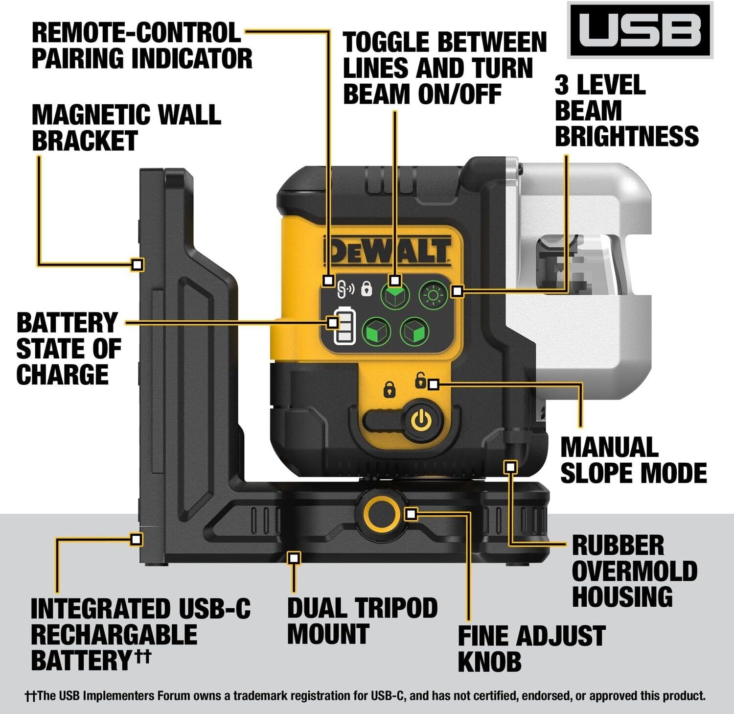 image:imageDEWALT Laser Level 360 Self Leveling 3 Way Green Laser Leveler Tool 12V MAX with 20Ah Battery Charger and Durable Carrying Case 100 Ft Tripod Compatible DW089LGLine Laser Base Kit w 45W Charger