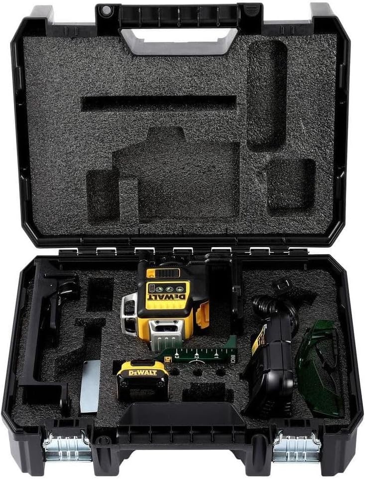 image:imageDEWALT Laser Level 360 Self Leveling 3 Way Green Laser Leveler Tool 12V MAX with 20Ah Battery Charger and Durable Carrying Case 100 Ft Tripod Compatible DW089LGLine Laser 2Ah Battery Charger Carrying Case