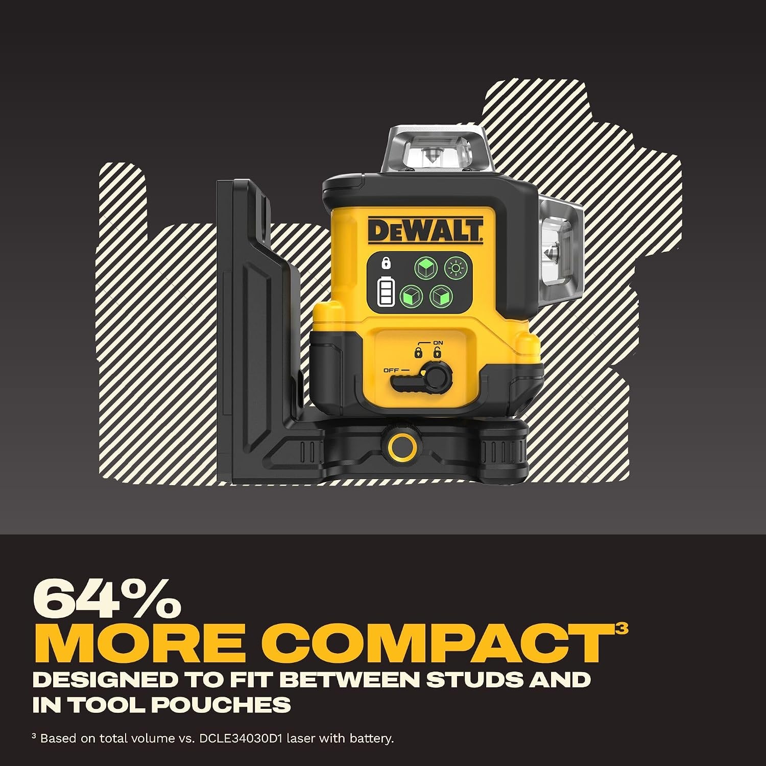 image:imageDEWALT Laser Level 360 Self Leveling USBC Rechargeable 3x360 Green Line Laser Leveler Tool Fast Charging 9 Hrs of Runtime 18 inch Accuracy DCLE14361GB