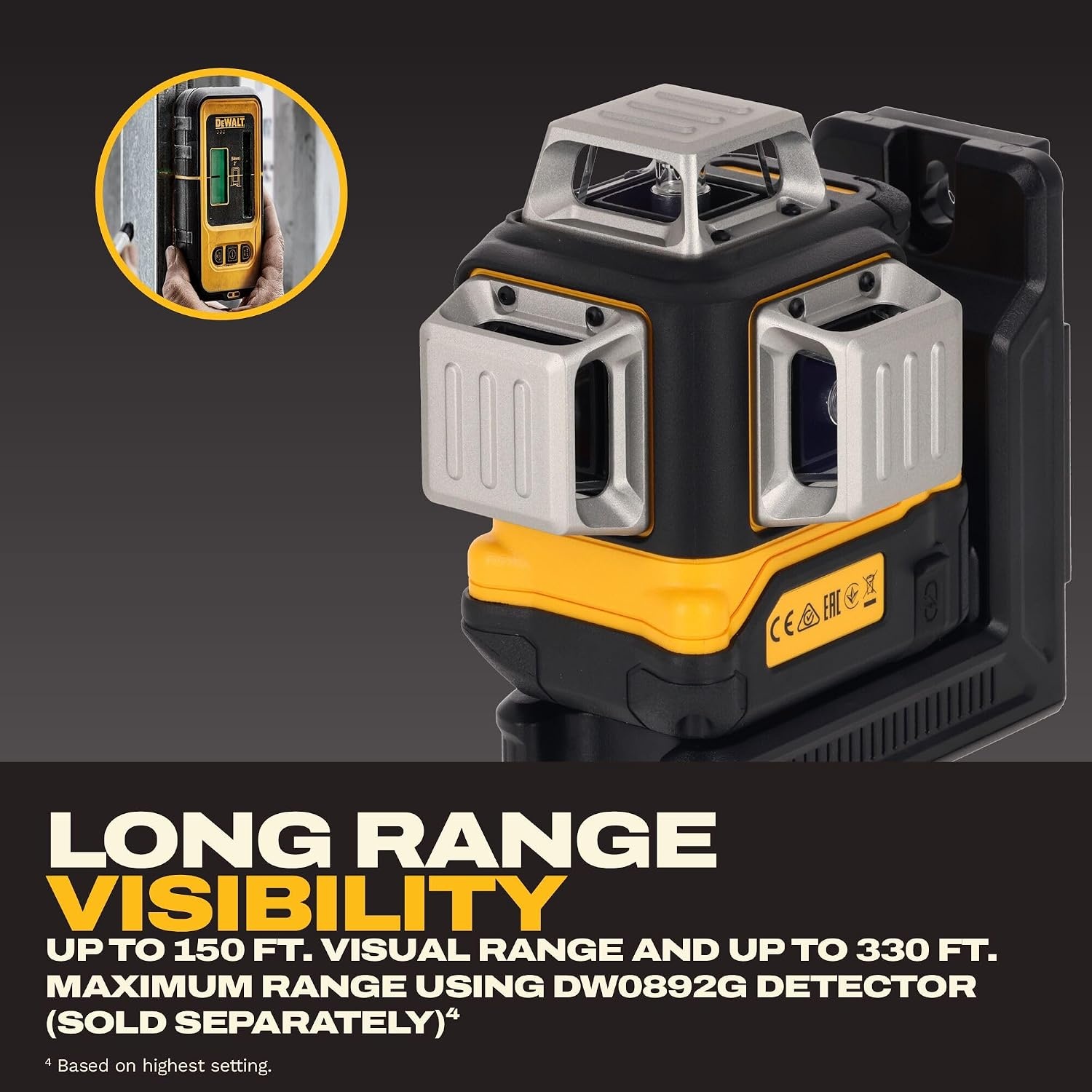 image:imageDEWALT Laser Level 360 Self Leveling USBC Rechargeable 3x360 Green Line Laser Leveler Tool Fast Charging 9 Hrs of Runtime 18 inch Accuracy DCLE14361GB