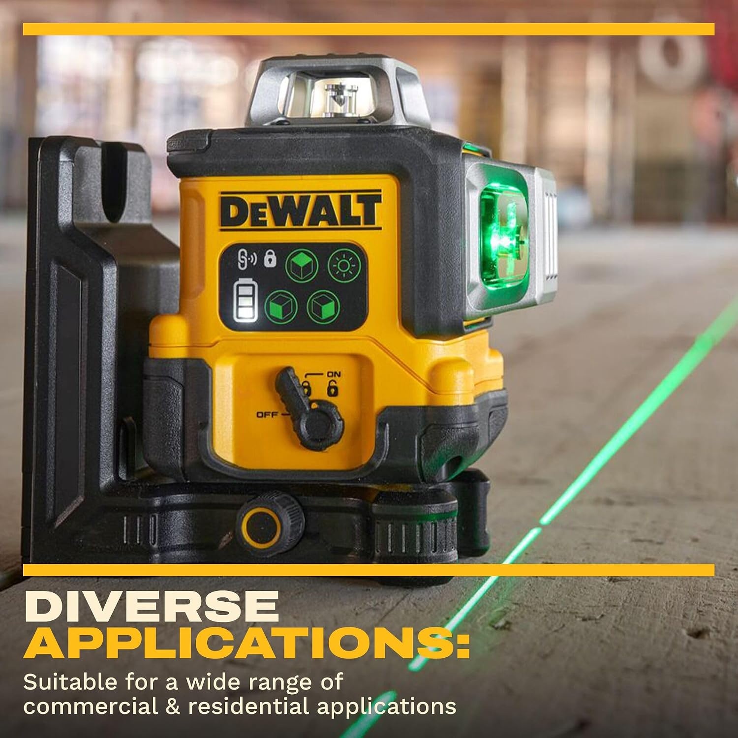 image:imageDEWALT Laser Level 360 Self Leveling USBC Rechargeable 3x360 Green Line Laser Leveler Tool Fast Charging 9 Hrs of Runtime 18 inch Accuracy DCLE14361GB