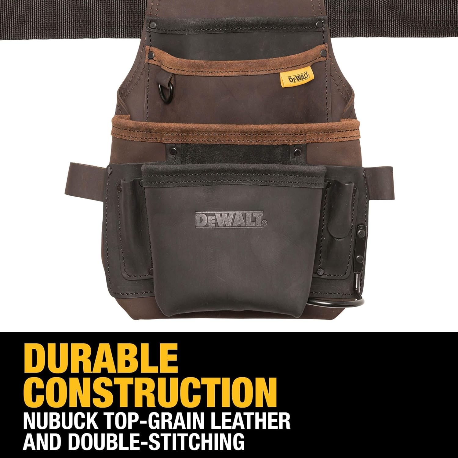 image:imageDEWALT Leather Tool Belt Organizer with 18 Pockets Heavy Duty Construction DWST550113One Size