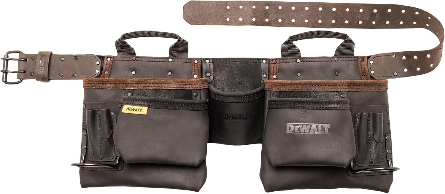 image:imageDEWALT Leather Tool Belt Organizer with 18 Pockets Heavy Duty Construction DWST550113One Size