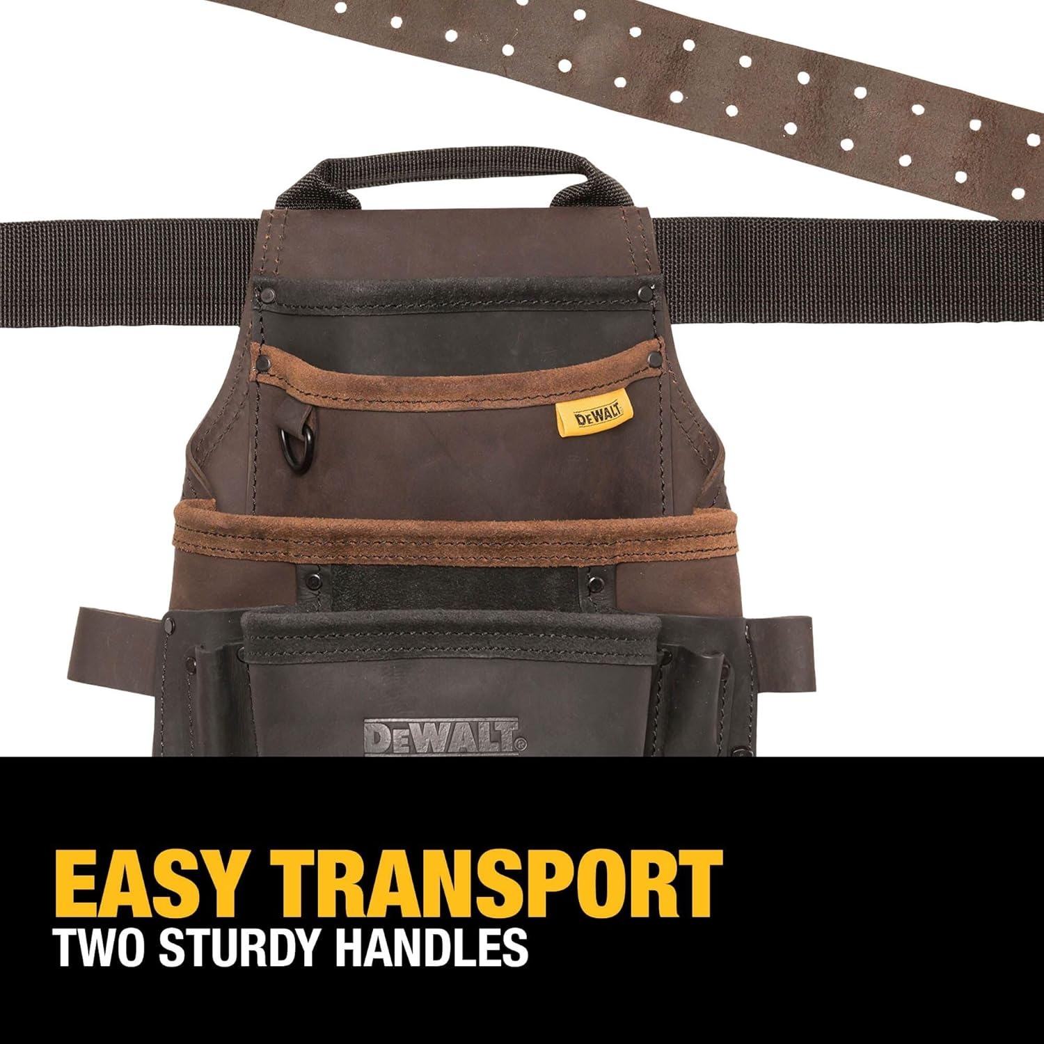 image:imageDEWALT Leather Tool Belt Organizer with 18 Pockets Heavy Duty Construction DWST550113One Size