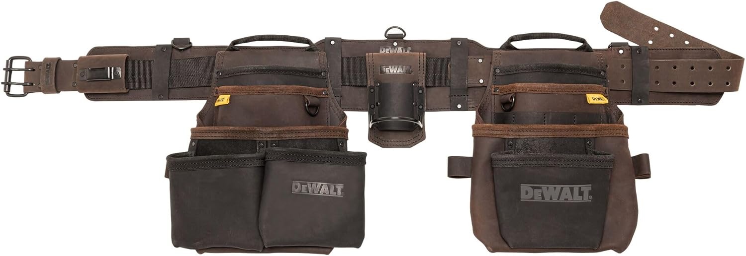 image:imageDEWALT Leather Tool Belt Organizer with 18 Pockets Heavy Duty Construction DWST550113One Size