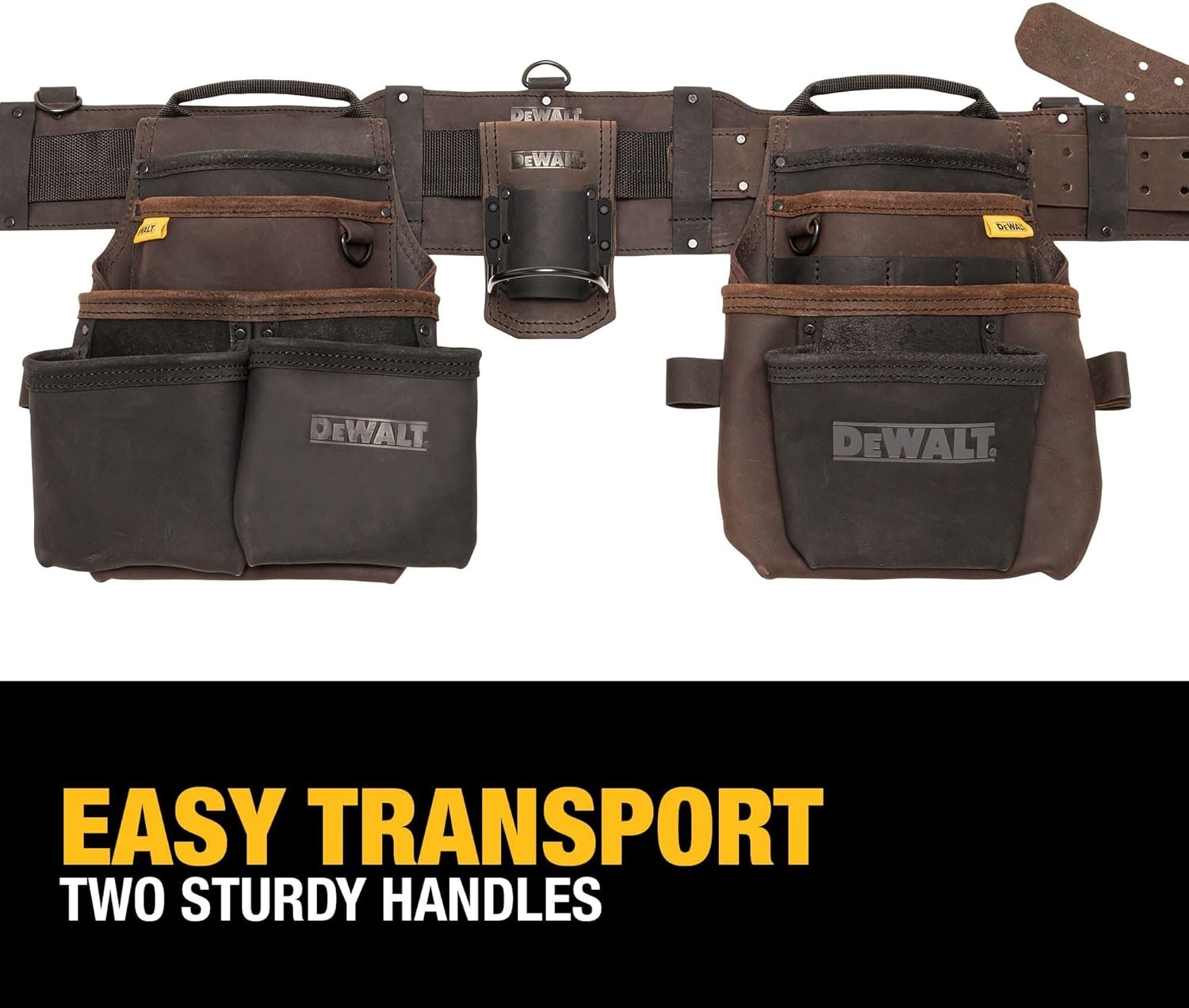 image:imageDEWALT Leather Tool Belt Organizer with 18 Pockets Heavy Duty Construction DWST550113One Size