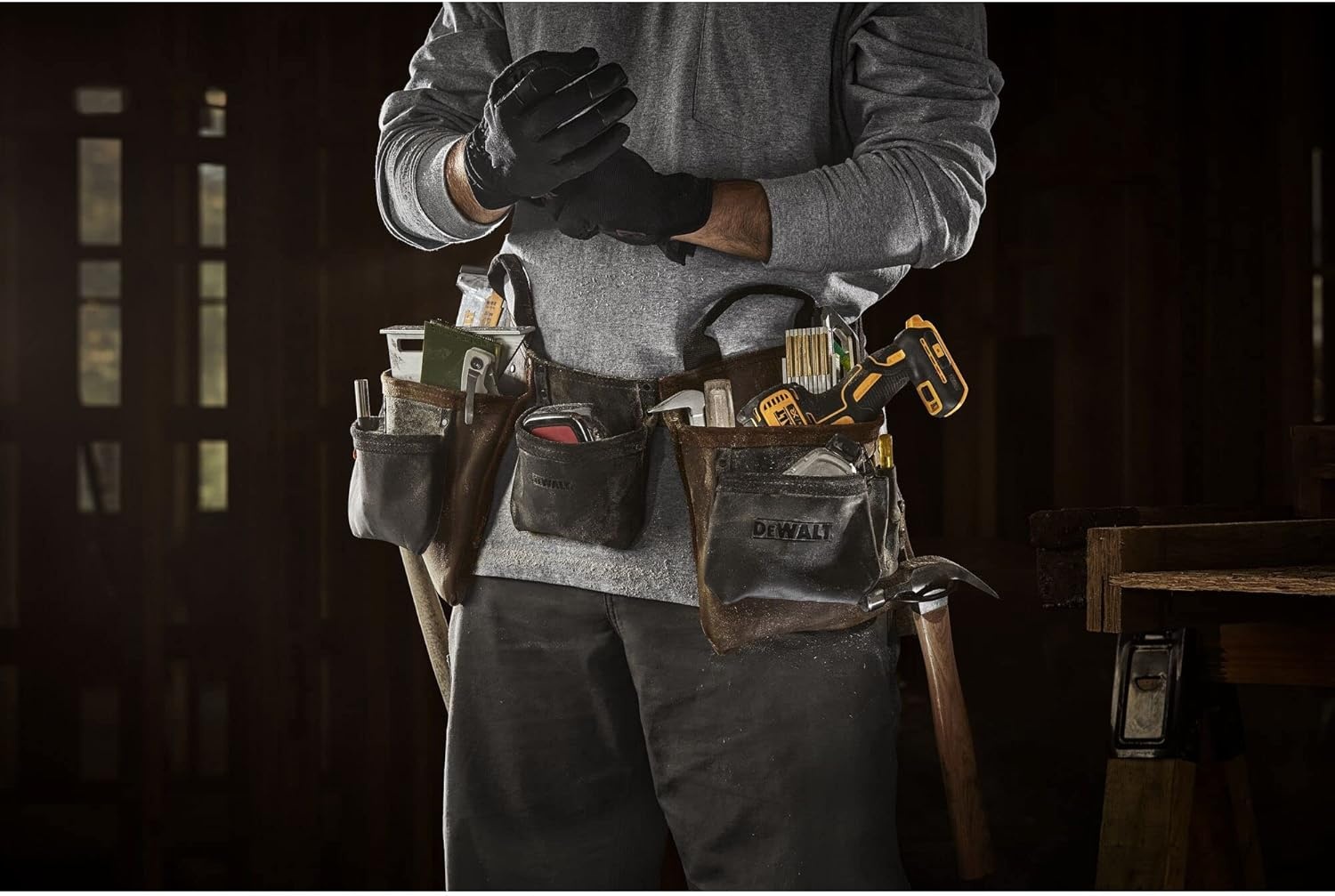 image:imageDEWALT Leather Tool Belt Organizer with 18 Pockets Heavy Duty Construction DWST550113One Size Pack of 3