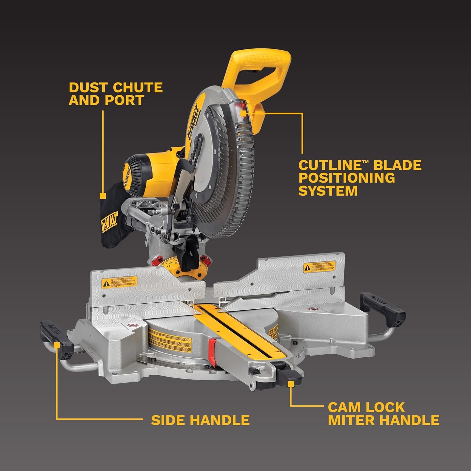 image:imageDEWALT Miter Saw 12inch Double Bevel Sliding Compound Miter Saw with XPS LED Shadow Light System Includes Blade Wrench Material Clamp and Dust Bag DWS780