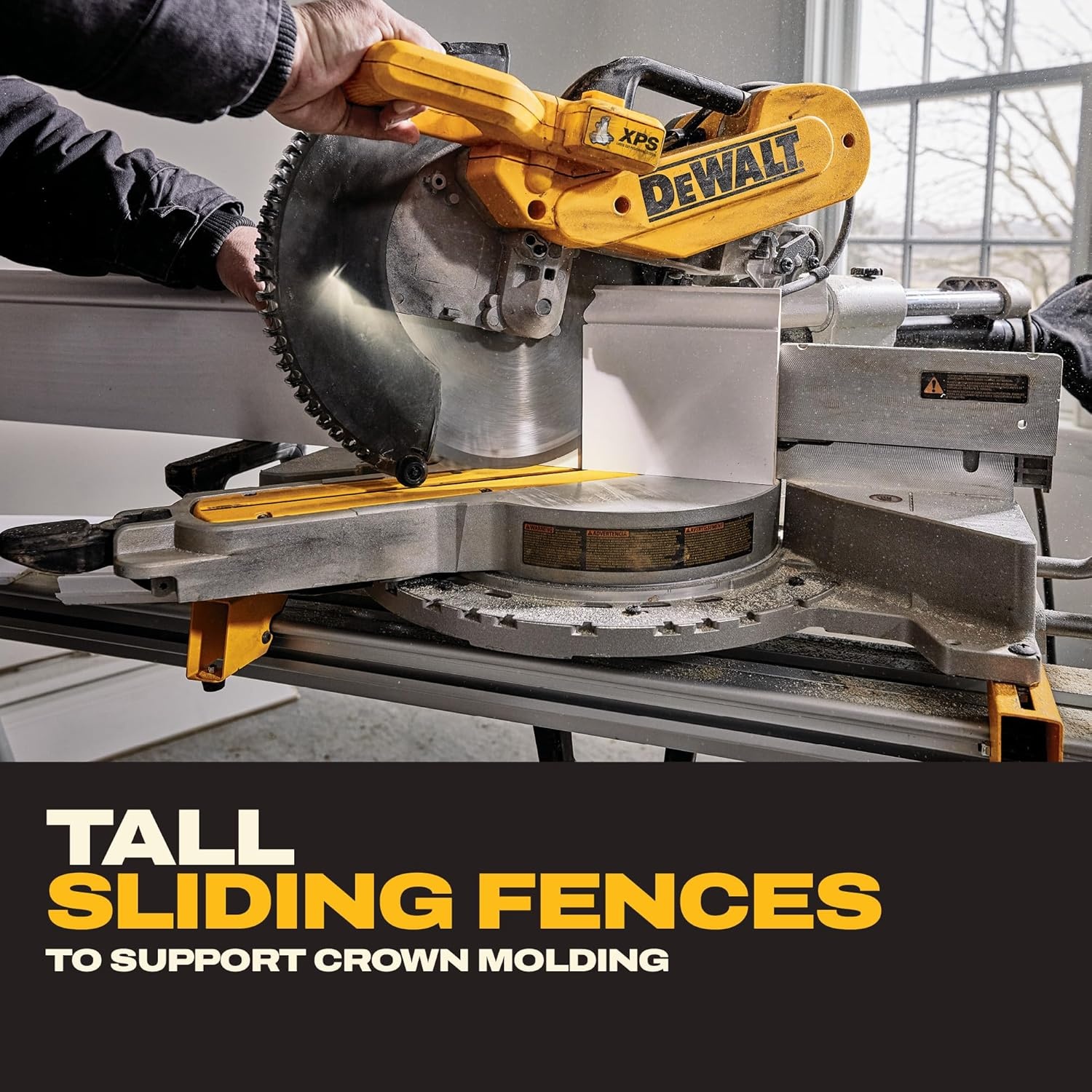 image:imageDEWALT Miter Saw 12inch Double Bevel Sliding Compound Miter Saw with XPS LED Shadow Light System Includes Blade Wrench Material Clamp and Dust Bag DWS780