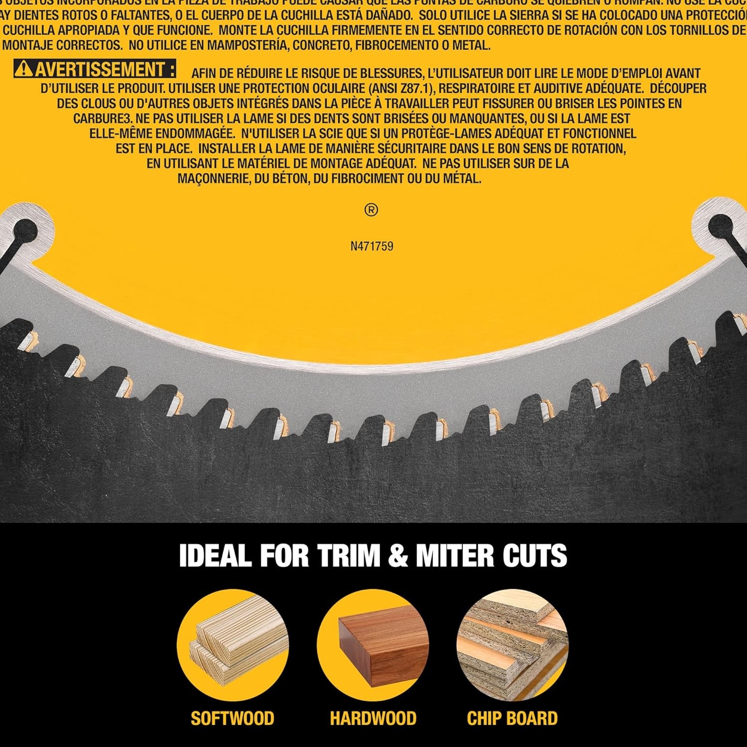 image:imageDEWALT Miter Saw Blade Combo Pack 12 Blades 40 Tooth amp 60 Tooth Fine Finish Ultra Sharp Carbide DWA112CMBSaw Blade 2 Pack 12 In 80T